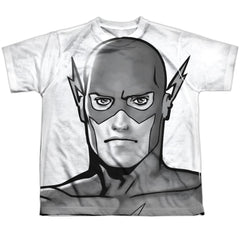 Justice League Of America BW Flash Head Youth Regular Fit Poly Short-Sleeve T-Shirt