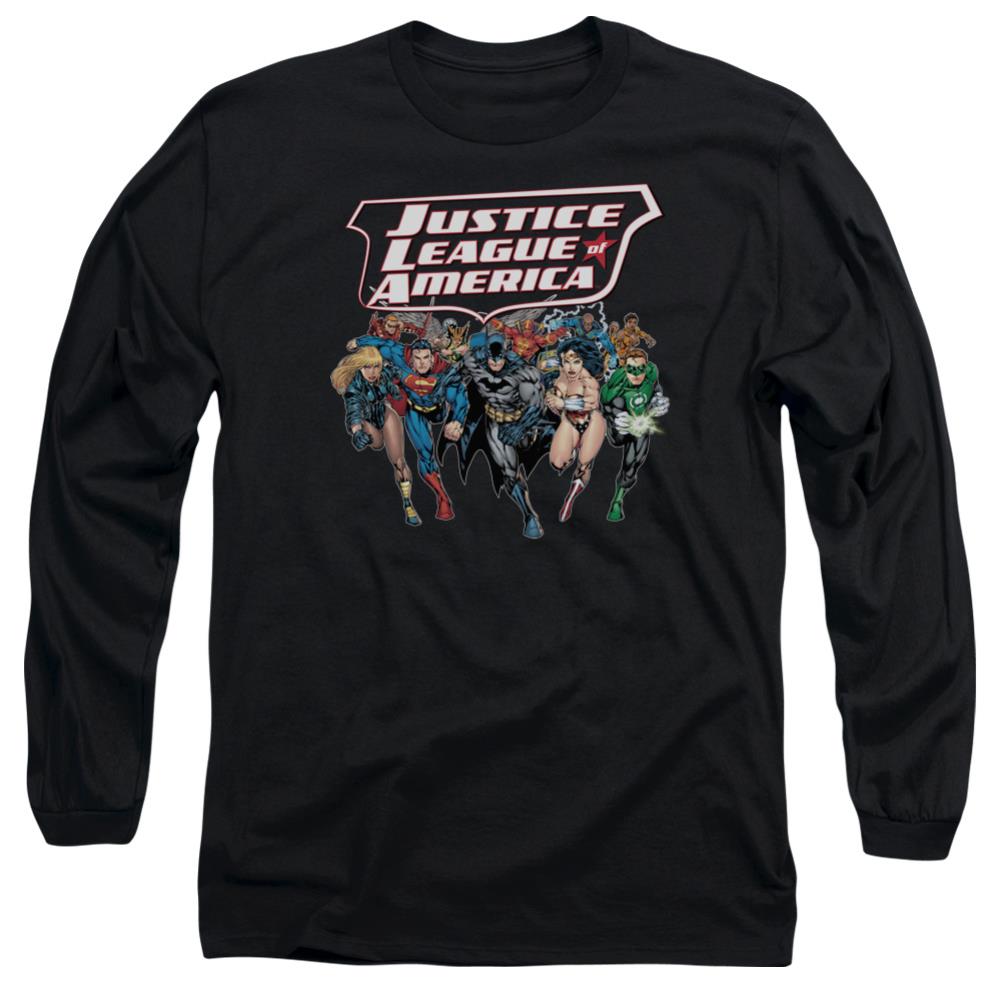 Justice League Of America Charging Justice Men's 18/1 Cotton Long-Sleeve T-Shirt