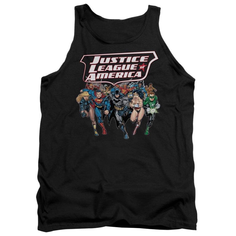 Justice League Of America Charging Justice Men's 18/1 Cotton Tank Top