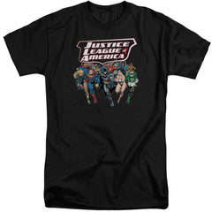 Justice League Of America Charging Justice Men's 18/1 Tall Cotton Short-Sleeve T-Shirt