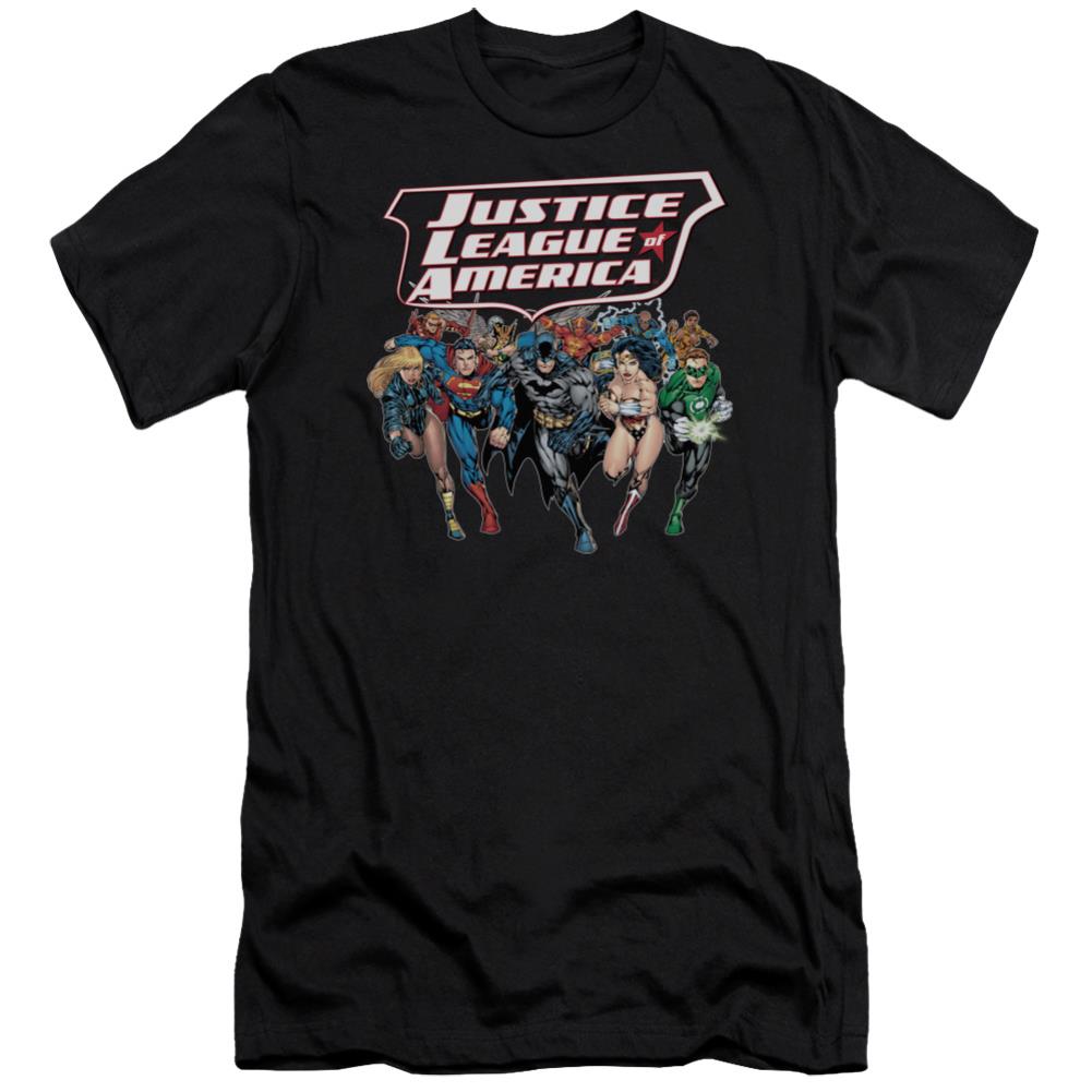 Justice League Of America Charging Justice Men's Ultra-Soft 30/1 Cotton Slim Short-Sleeve T-Shirt