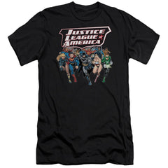 Justice League Of America Charging Justice Men's Ultra-Soft 30/1 Cotton Slim Short-Sleeve T-Shirt
