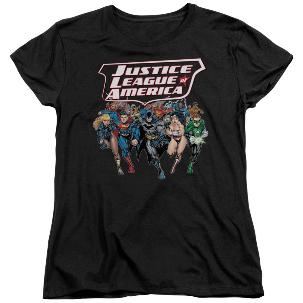 Justice League Of America Charging Justice Women's 18/1 Cotton Short-Sleeve T-Shirt