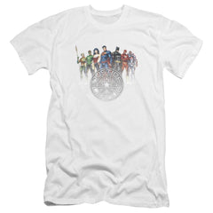 Justice League Of America Circle Crest Men's Ultra-Soft 30/1 Cotton Slim Short-Sleeve T-Shirt
