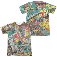 Justice League Of America Classic Collage (Front/Back Print) Men's Regular Fit Poly Cotton Short-Sleeve T-Shirt