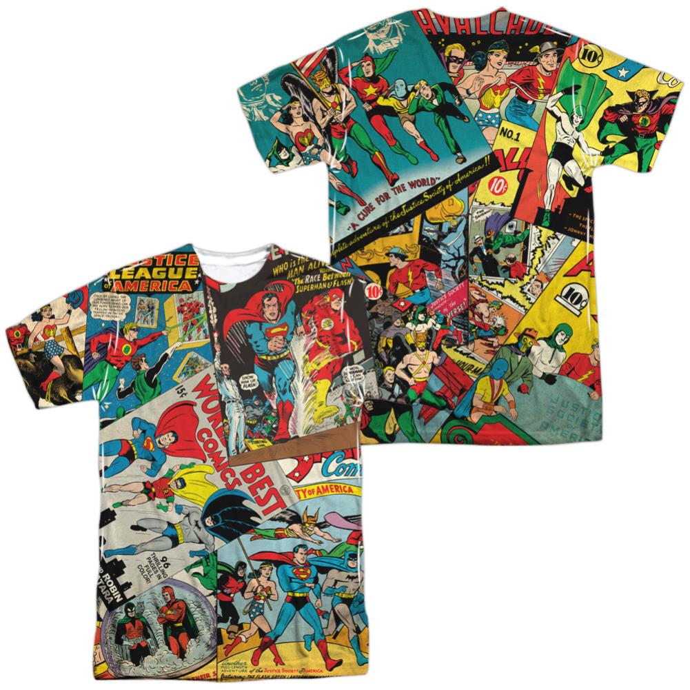 Justice League Of America Classic Collage (Front/Back Print) Men's Regular Fit Polyester Short-Sleeve T-Shirt