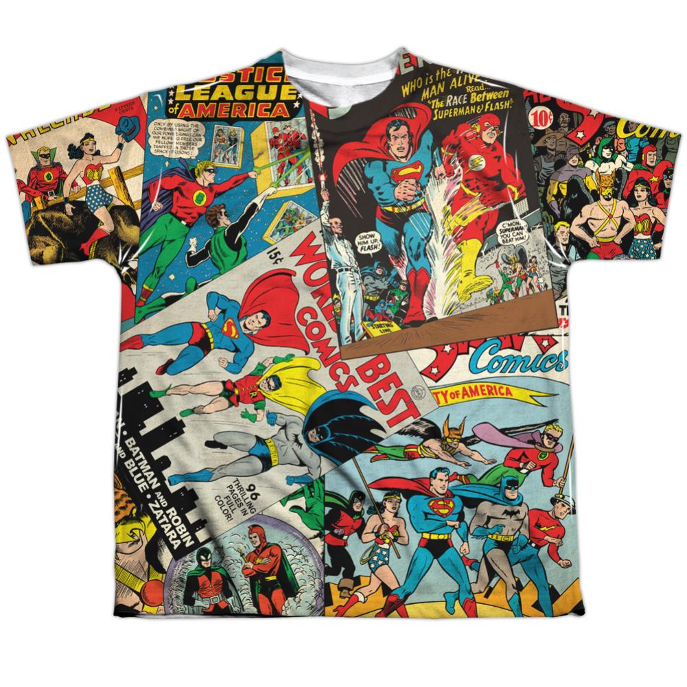 Justice League Of America Classic Collage Youth Regular Fit Poly Short-Sleeve T-Shirt