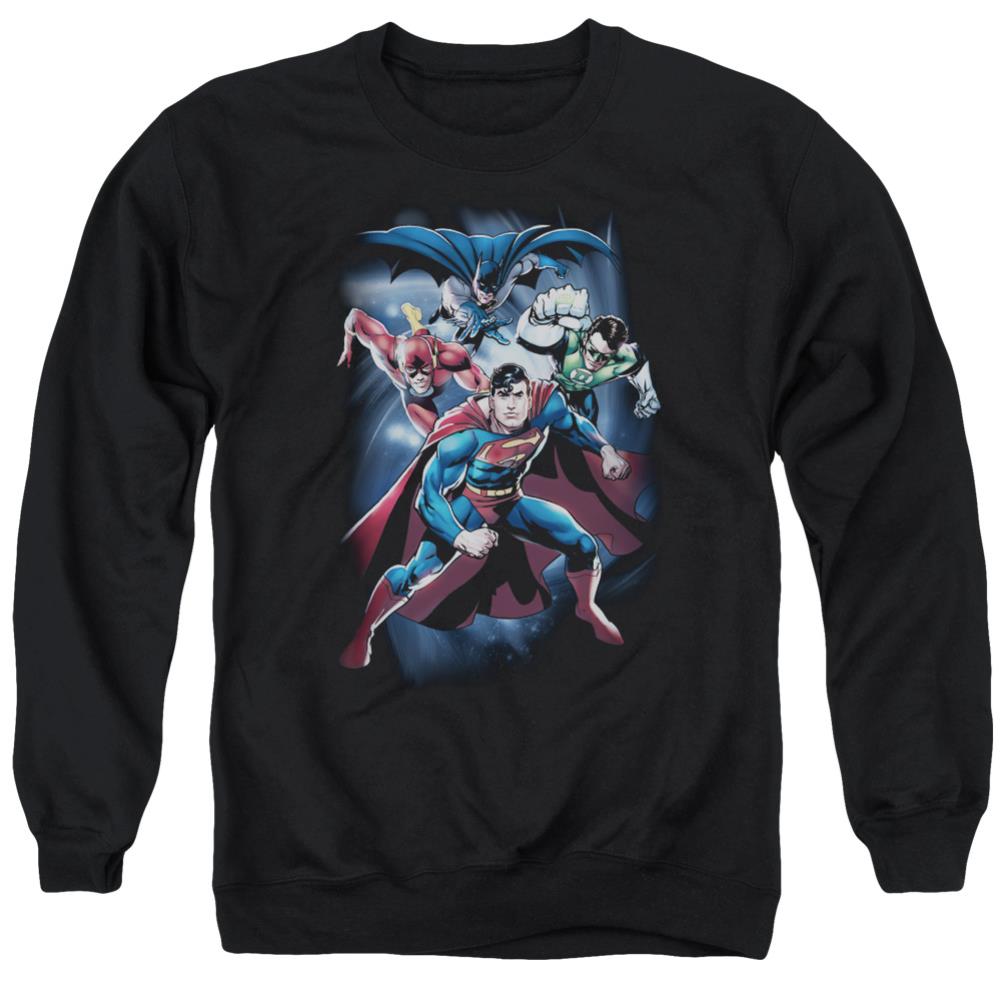 Justice League Of America Cosmic Crew Men's Crewneck 50 50 Poly Long-Sleeve T-Shirt