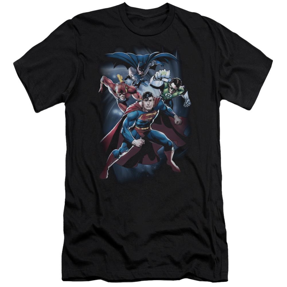Justice League Of America Cosmic Crew Men's Ultra-Soft 30/1 Cotton Slim Short-Sleeve T-Shirt
