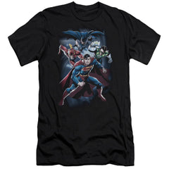 Justice League Of America Cosmic Crew Men's Ultra-Soft 30/1 Cotton Slim Short-Sleeve T-Shirt