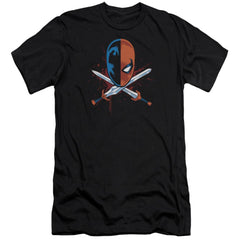 Justice League Of America Crossed Swords Men's Ultra-Soft 30/1 Cotton Slim Short-Sleeve T-Shirt