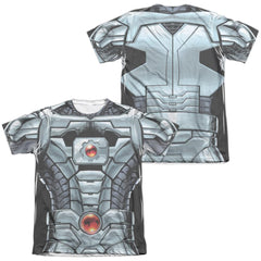 Justice League Of America Cyborg (Front/Back Print) Men's Regular Fit Poly Cotton Short-Sleeve T-Shirt