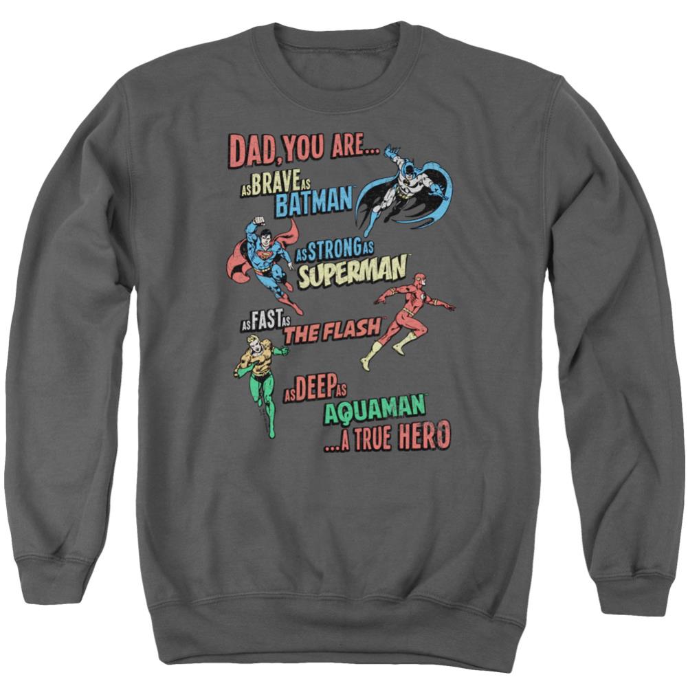 Justice League Of America Dad Hero Men's Crewneck 50 50 Poly Long-Sleeve T-Shirt