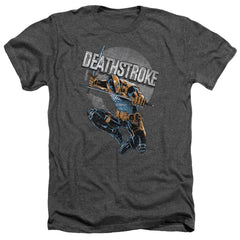 Justice League Of America Deathstroke Retro Men's 30/1 Heather 60 40 Poly Short-Sleeve T-Shirt