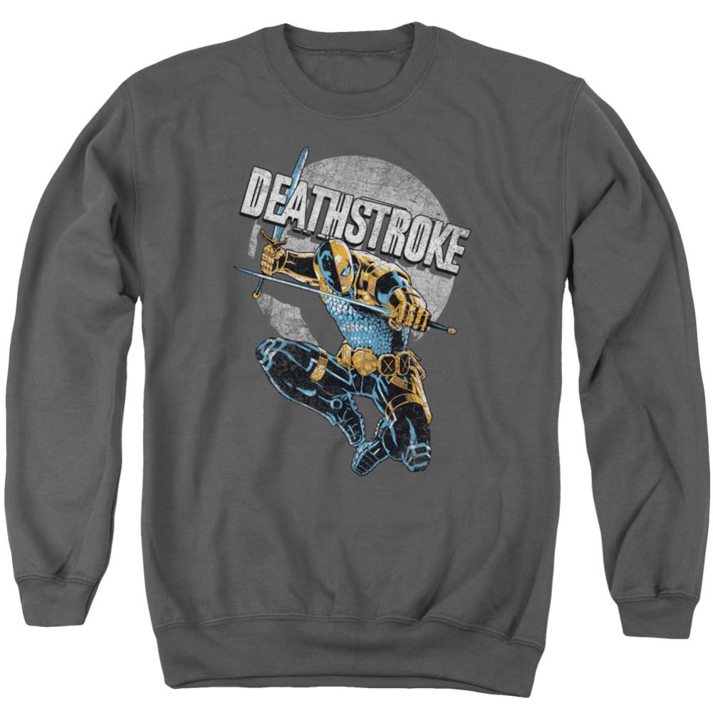 Justice League Of America Deathstroke Retro Men's Crewneck 50 50 Poly Long-Sleeve T-Shirt