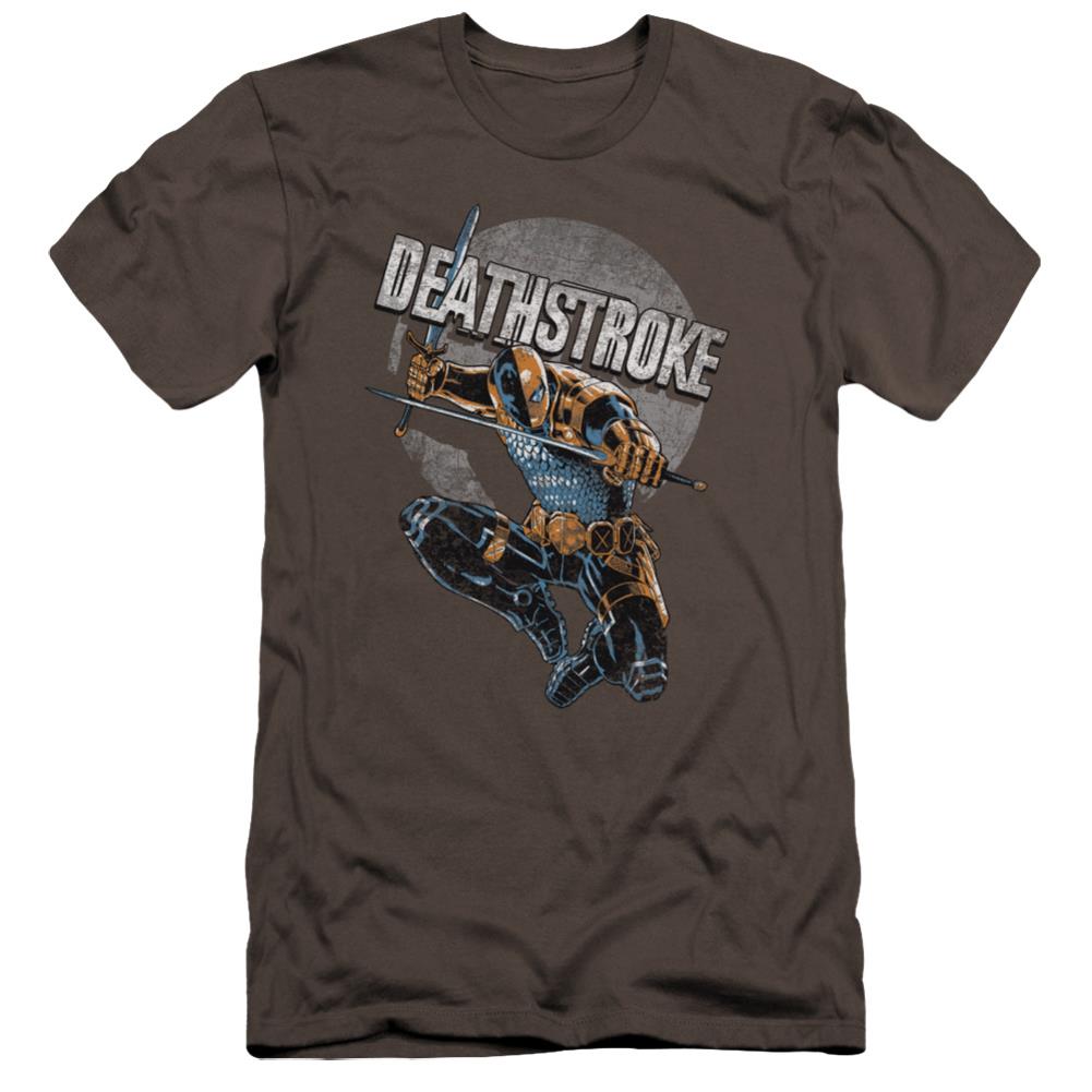 Justice League Of America Deathstroke Retro Men's Ultra-Soft 30/1 Cotton Slim Short-Sleeve T-Shirt