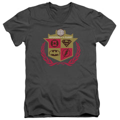 Justice League Of America Defenders Men's 30/1 Cotton Slim V-Neck T-Shirt