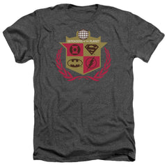 Justice League Of America Defenders Men's 30/1 Heather 60 40 Poly Short-Sleeve T-Shirt