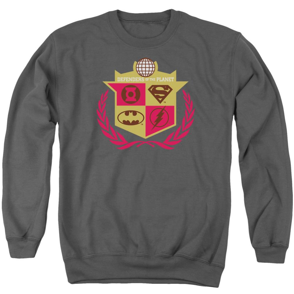 Justice League Of America Defenders Men's Crewneck 50 50 Poly Long-Sleeve T-Shirt