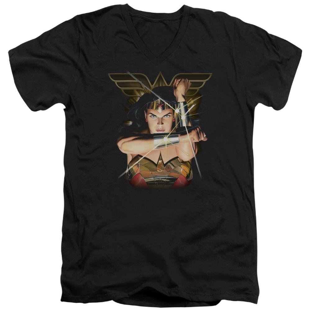 Justice League Of America Deflection Men's 30/1 Cotton Slim V-Neck T-Shirt