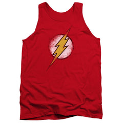 Justice League Of America Destroyed Flash Logo Men's 18/1 Cotton Tank Top