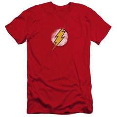 Justice League Of America Destroyed Flash Logo Men's Ultra-Soft 30/1 Cotton Slim Short-Sleeve T-Shirt