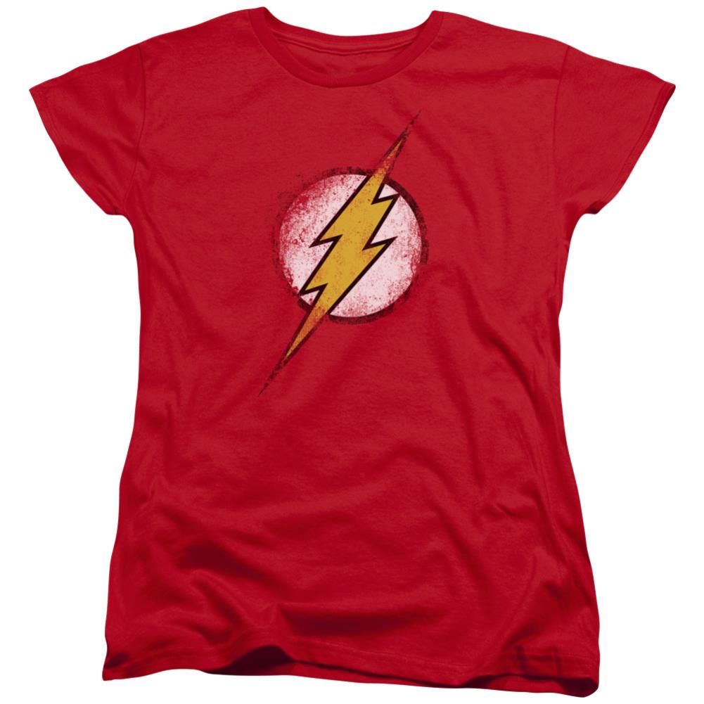 Justice League Of America Destroyed Flash Logo Women's 18/1 Cotton Short-Sleeve T-Shirt