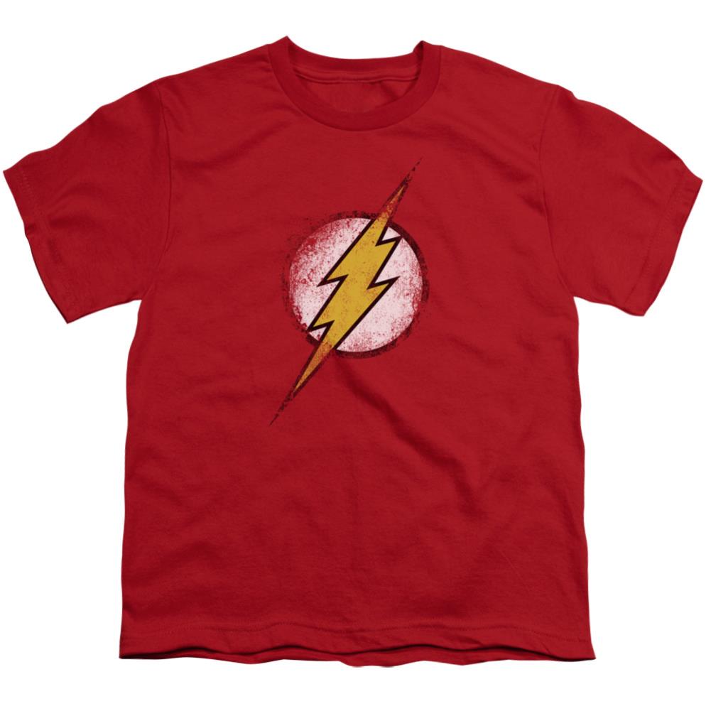 Justice League Of America Destroyed Flash Logo Youth 18/1 100% Cotton Short-Sleeve T-Shirt