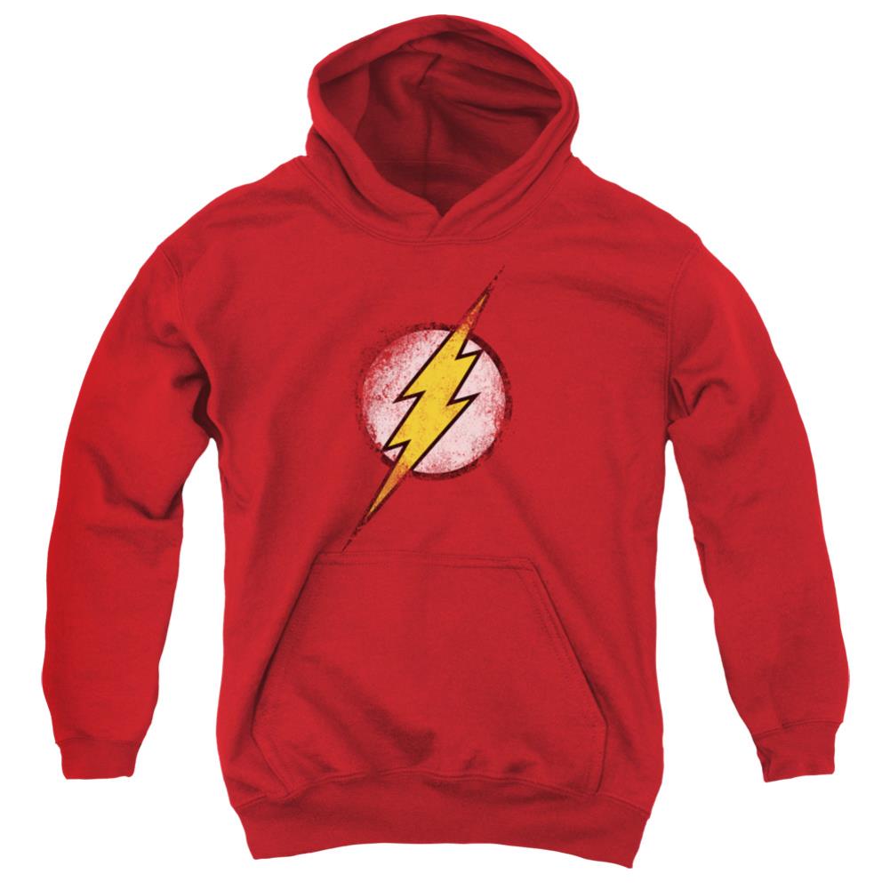 Justice League Of America Destroyed Flash Logo Youth Cotton Poly Pull-Over Hoodie