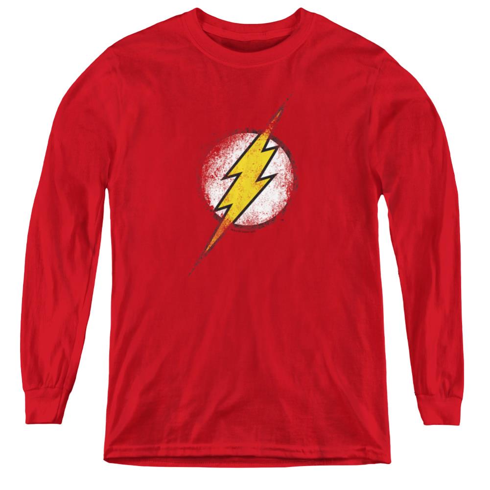 Justice League Of America Destroyed Flash Logo Youth Long-Sleeve T-Shirt