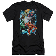 Justice League Of America Electric Team Men's Ultra-Soft 30/1 Cotton Slim Short-Sleeve T-Shirt