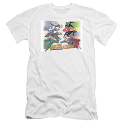 Justice League Of America Evildoers Beware Men's Ultra-Soft 30/1 Cotton Slim Short-Sleeve T-Shirt