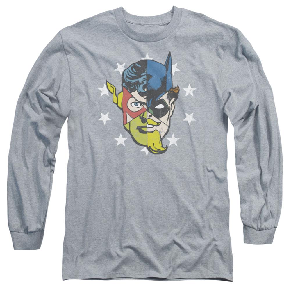 Justice League Of America Face Off Men's 18/1 Cotton Long-Sleeve T-Shirt