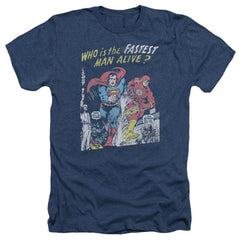 Justice League Of America Fastest Man Men's 30/1 Heather 60 40 Poly Short-Sleeve T-Shirt