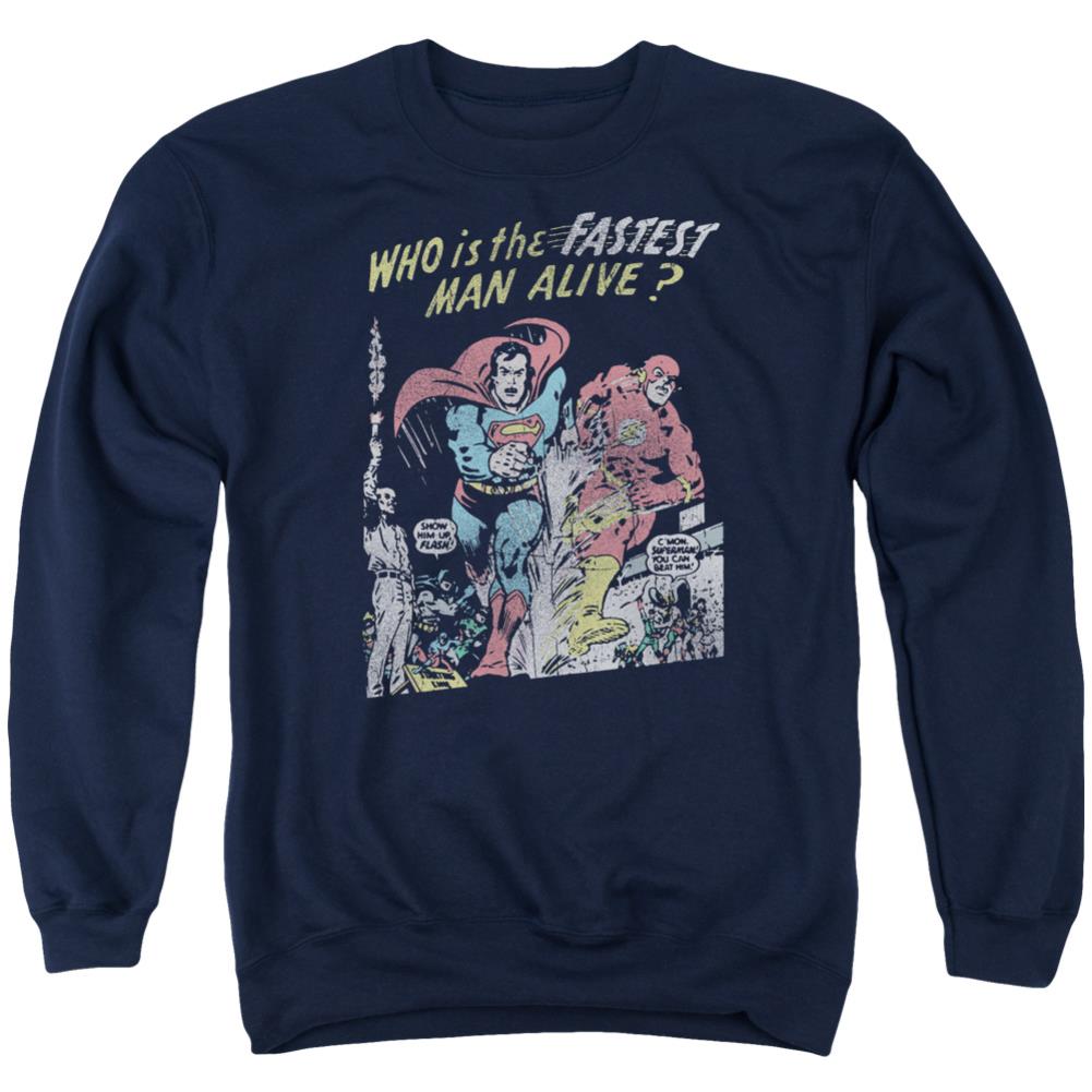 Justice League Of America Fastest Man Men's Crewneck 50 50 Poly Long-Sleeve T-Shirt