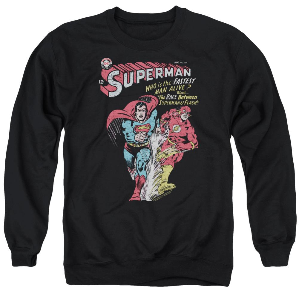 Justice League Of America Fastest Men's Crewneck 50 50 Poly Long-Sleeve T-Shirt