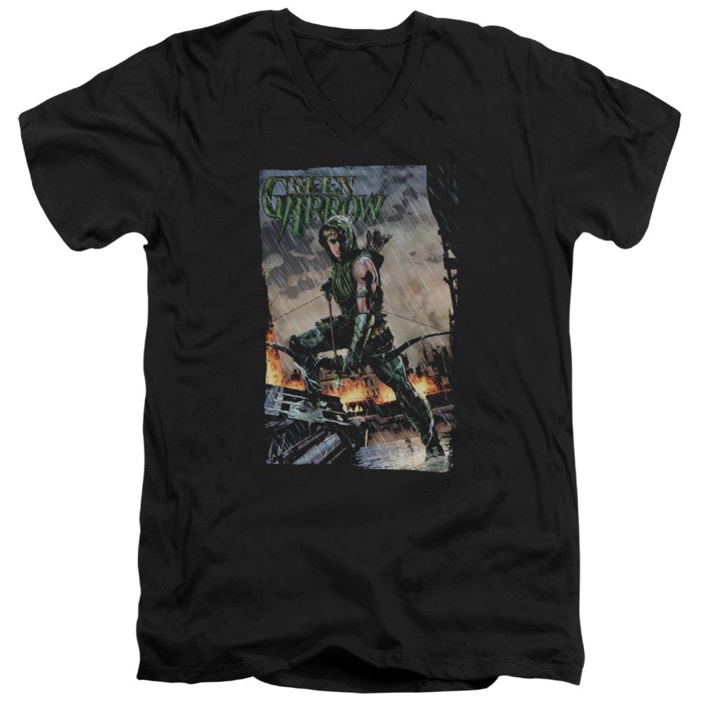 Justice League Of America Fire And Rain Men's 30/1 Cotton Slim V-Neck T-Shirt
