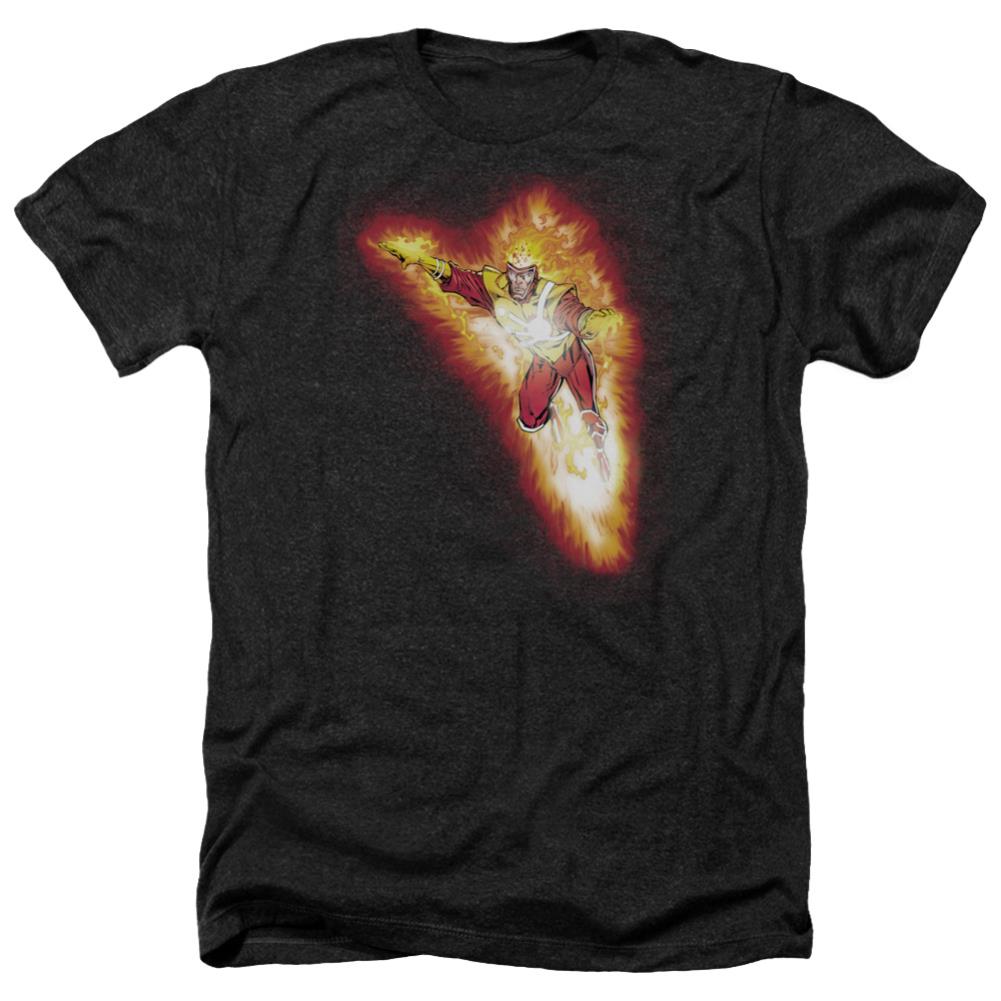 Justice League Of America Firestorm Blaze Men's 30/1 Heather 60 40 Poly Short-Sleeve T-Shirt