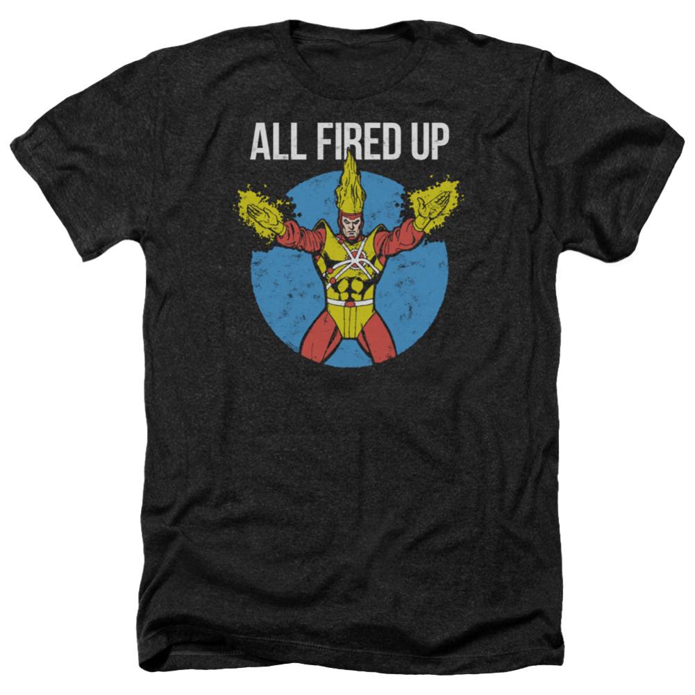 Justice League Of America Firestorm's Party Men's 30/1 Heather 60 40 Poly Short-Sleeve T-Shirt