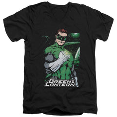 Justice League Of America Fist Flare Men's 30/1 Cotton Slim V-Neck T-Shirt
