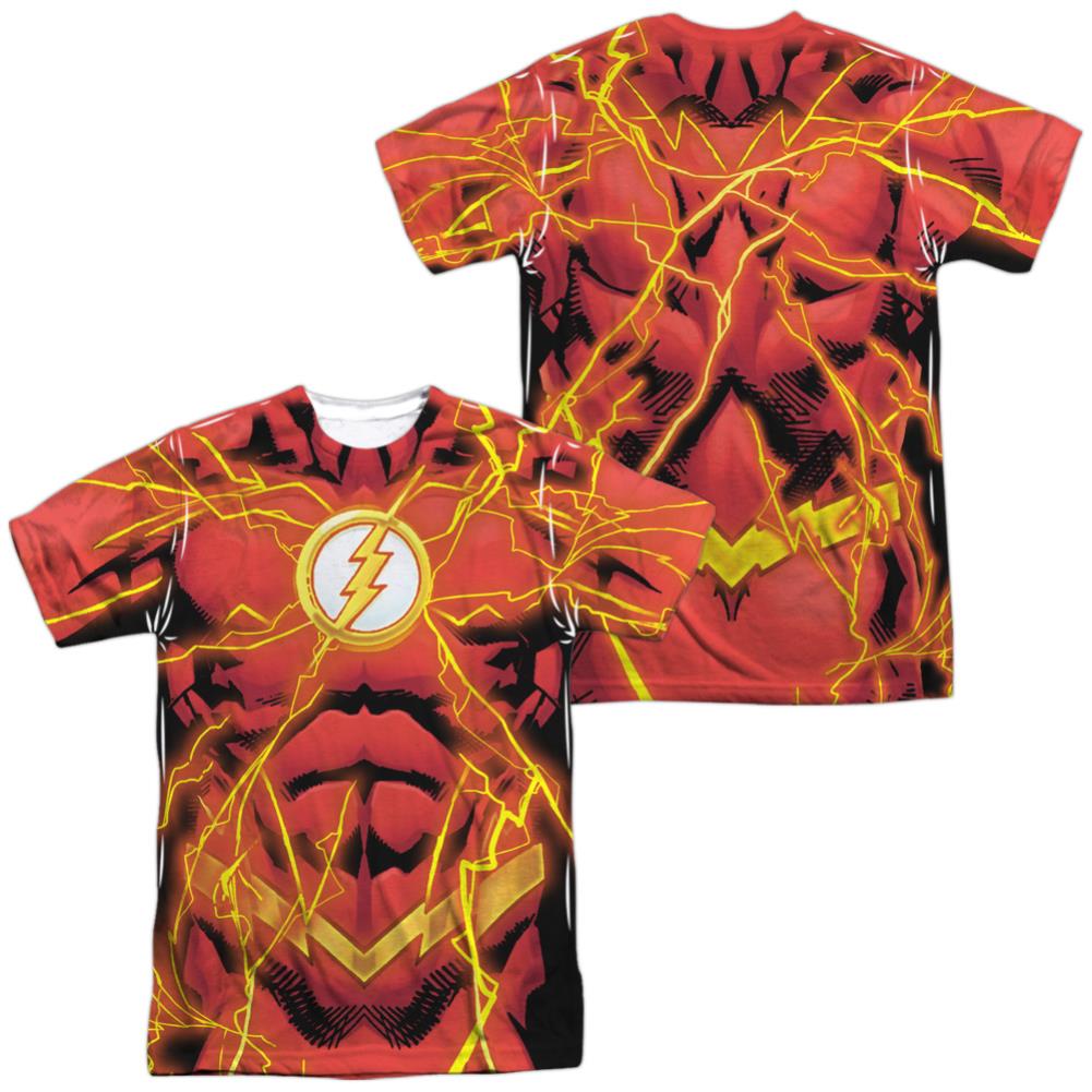 Justice League Of America Flash 52 Bolt (Front/Back Print) Men's Regular Fit Polyester Short-Sleeve T-Shirt