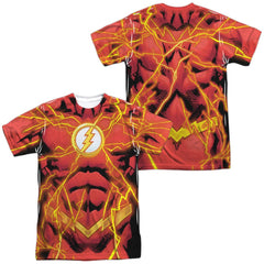 Justice League Of America Flash 52 Bolt (Front/Back Print) Men's Regular Fit Polyester Short-Sleeve T-Shirt