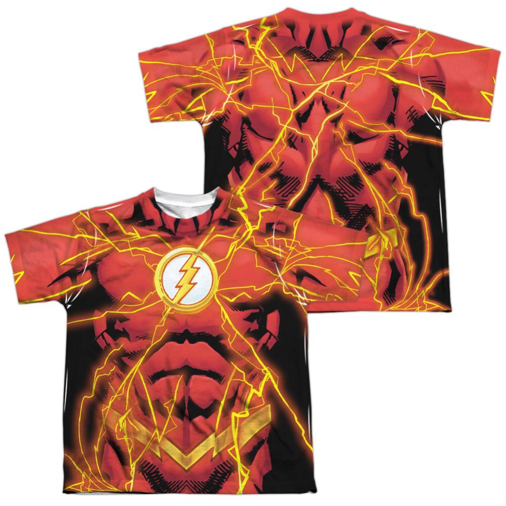 Justice League Of America Flash 52 Bolt (Front/Back Print) Youth Regular Fit Poly Short-Sleeve T-Shirt