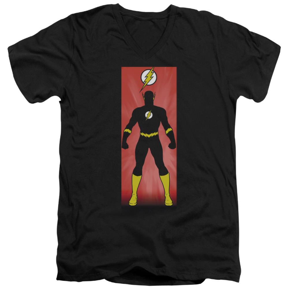 Justice League Of America Flash Block Men's 30/1 Cotton Slim V-Neck T-Shirt