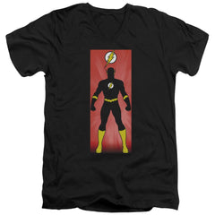 Justice League Of America Flash Block Men's 30/1 Cotton Slim V-Neck T-Shirt