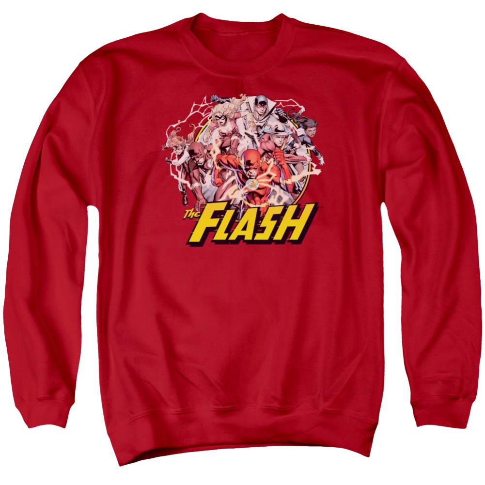 Justice League Of America Flash Family Men's Crewneck 50 50 Poly Long-Sleeve T-Shirt