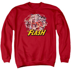 Justice League Of America Flash Family Men's Crewneck 50 50 Poly Long-Sleeve T-Shirt