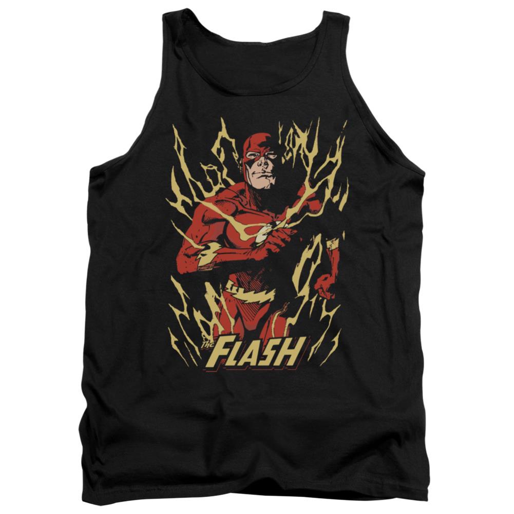 Justice League Of America Flash Flare Men's 18/1 Cotton Tank Top