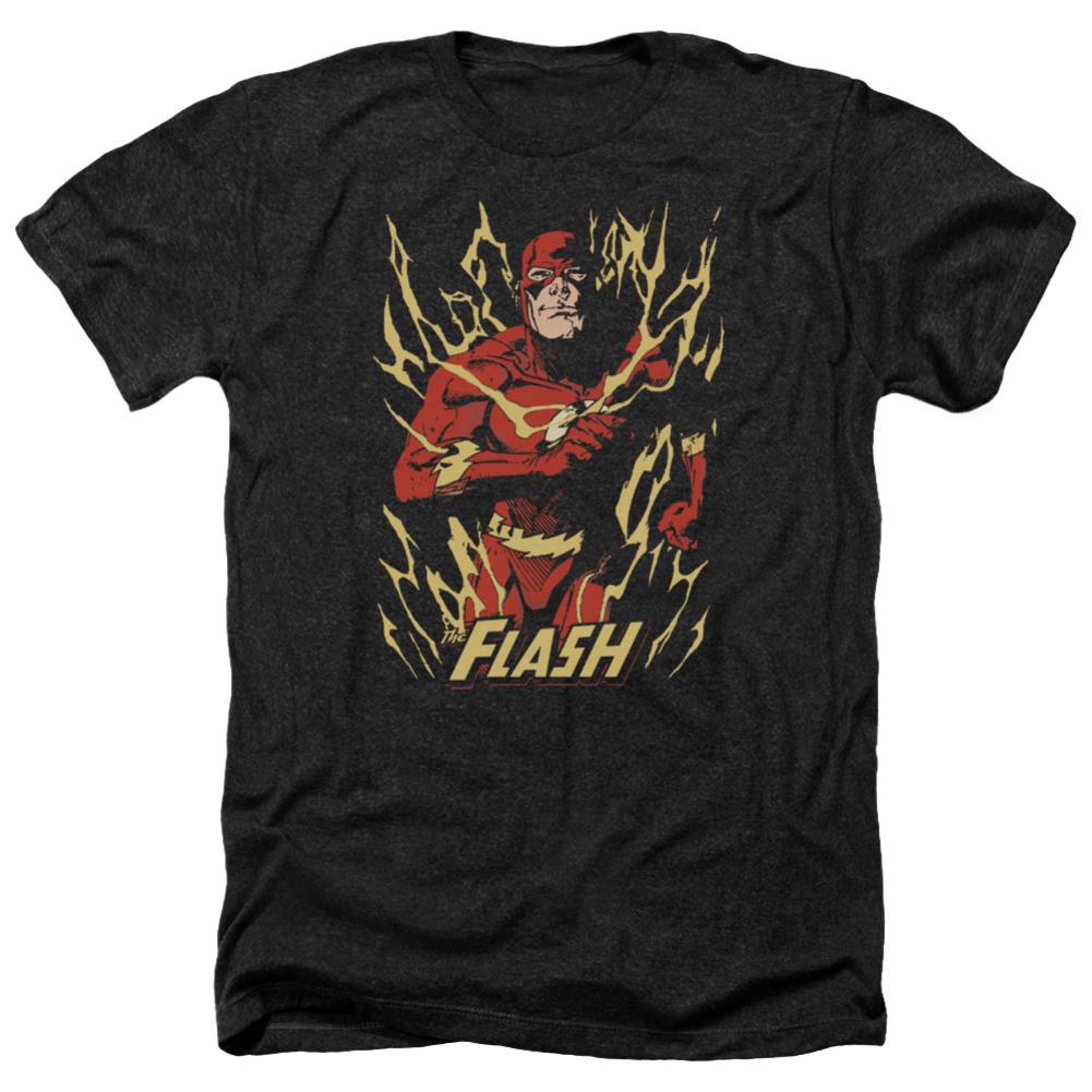 Justice League Of America Flash Flare Men's 30/1 Heather 60 40 Poly Short-Sleeve T-Shirt