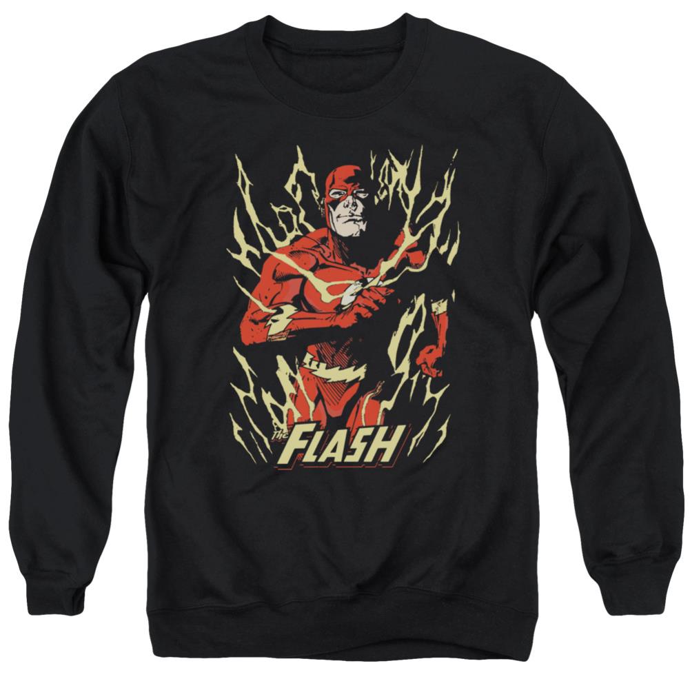 Justice League Of America Flash Flare Men's Crewneck 50 50 Poly Long-Sleeve T-Shirt